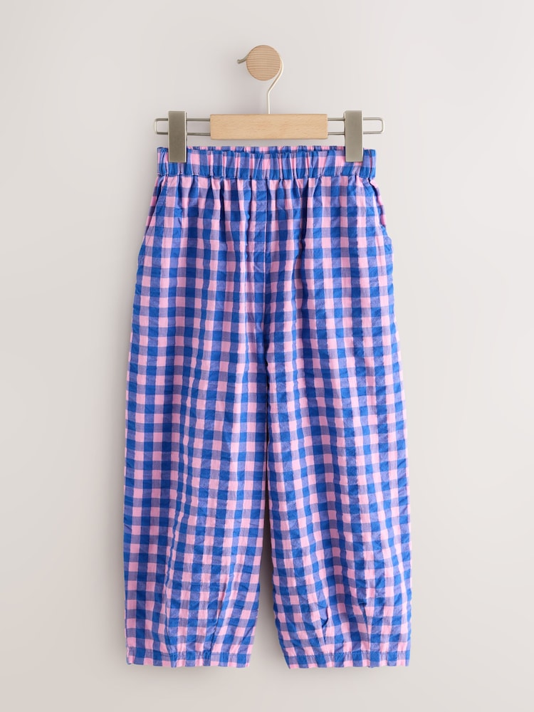 Purple Gingham Pull On Barrel Trousers (3-16yrs) - Image 1 of 4