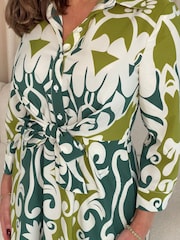 Girl In Mind Green Isabella Tie Front Shirt Dress - Image 5 of 6