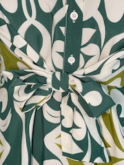 Girl In Mind Green Isabella Tie Front Shirt Dress - Image 6 of 6