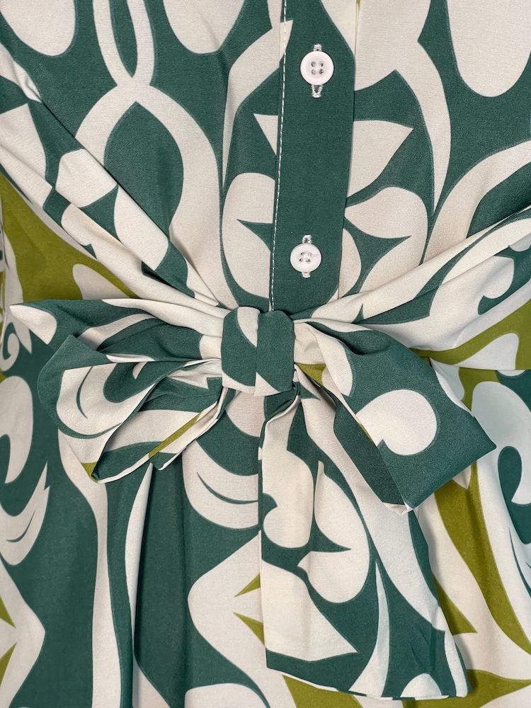 Girl In Mind Green Isabella Tie Front Shirt Dress - Image 6 of 6