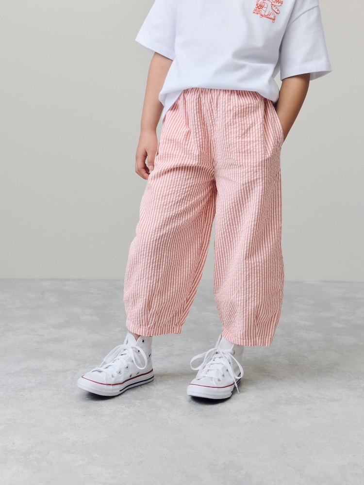 Pink Stripe Pull On Barrel Trousers (3-16yrs) - Image 1 of 7 Pink Stripe Pull On Barrel Trousers (3-16yrs) - Image 1 of 7