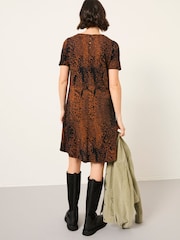 FatFace Simone Black Layered Animal Jersey Dress - Image 2 of 5