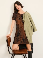 FatFace Simone Black Layered Animal Jersey Dress - Image 3 of 5
