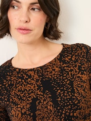 FatFace Simone Black Layered Animal Jersey Dress - Image 4 of 5
