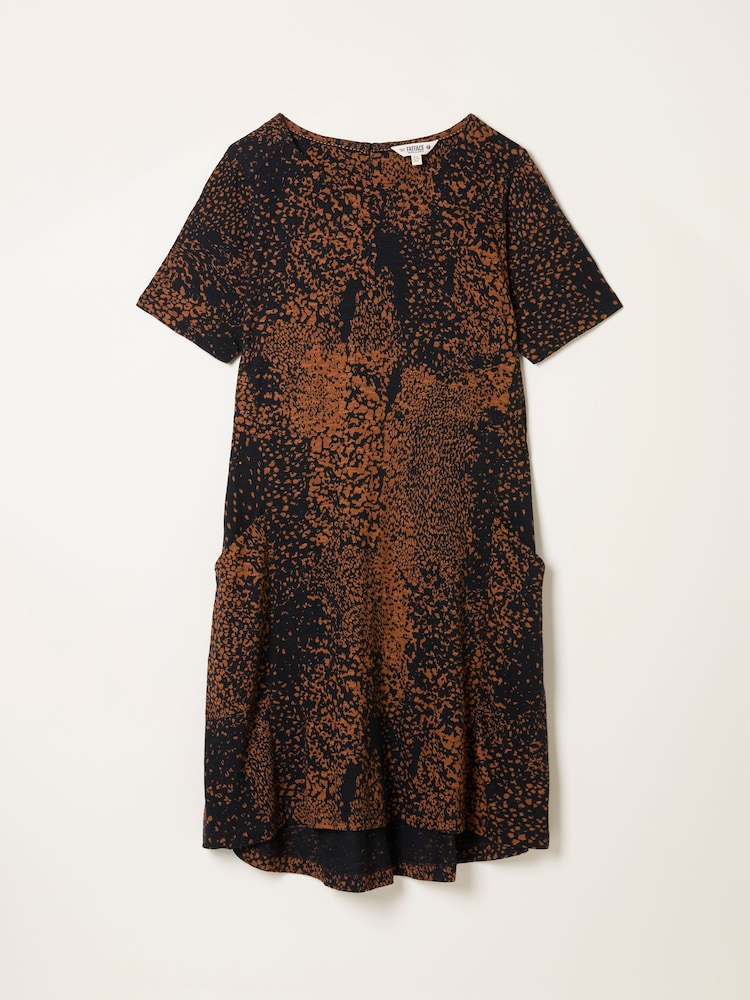 FatFace Simone Black Layered Animal Jersey Dress - Image 5 of 5 FatFace Simone Black Layered Animal Jersey Dress - Image 5 of 5
