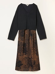 FatFace Aileen Black Layered Animal 2 in 1 Midi Dress - Image 6 of 6