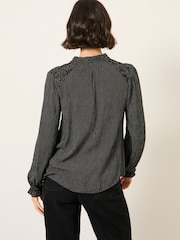 FatFace Lucy Black Pin Spot Blouse - Image 2 of 6