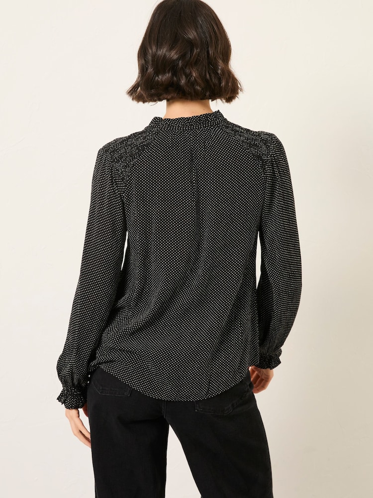 FatFace Lucy Black Pin Spot Blouse - Image 2 of 6