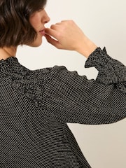 FatFace Lucy Black Pin Spot Blouse - Image 3 of 6
