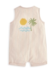 Mamas & Papas Orange Embroidered Stripe Romper and Hat Set - Image 2 of 5