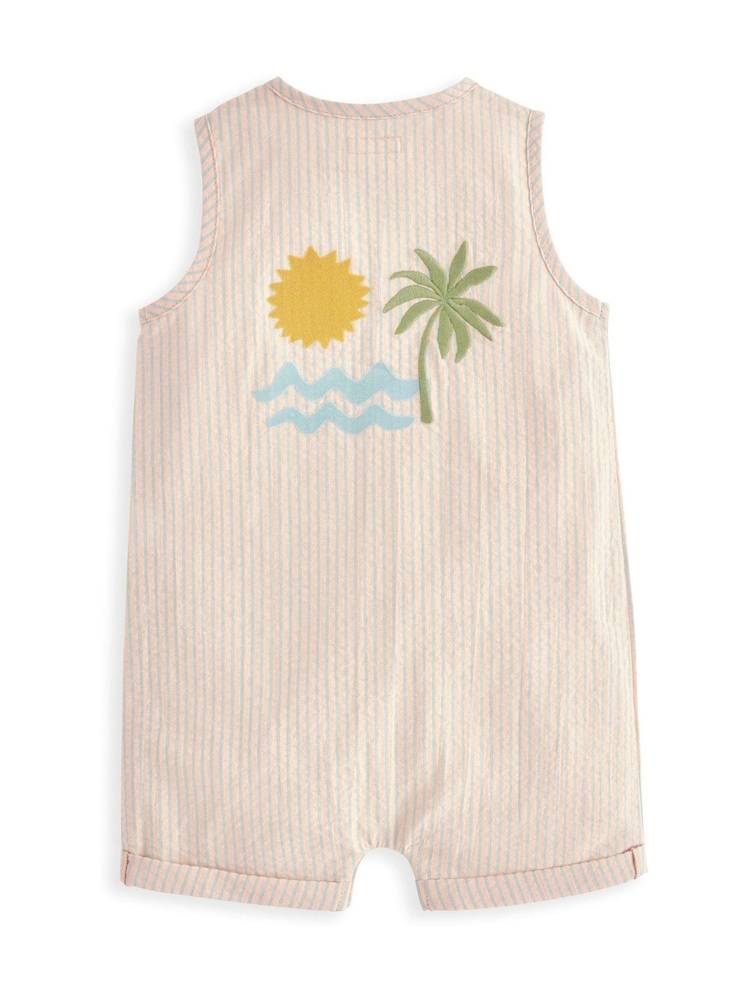 Mamas & Papas Orange Embroidered Stripe Romper and Hat Set - Image 2 of 5