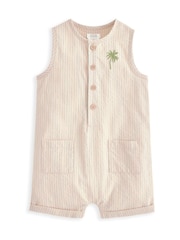 Mamas & Papas Orange Embroidered Stripe Romper and Hat Set - Image 3 of 5