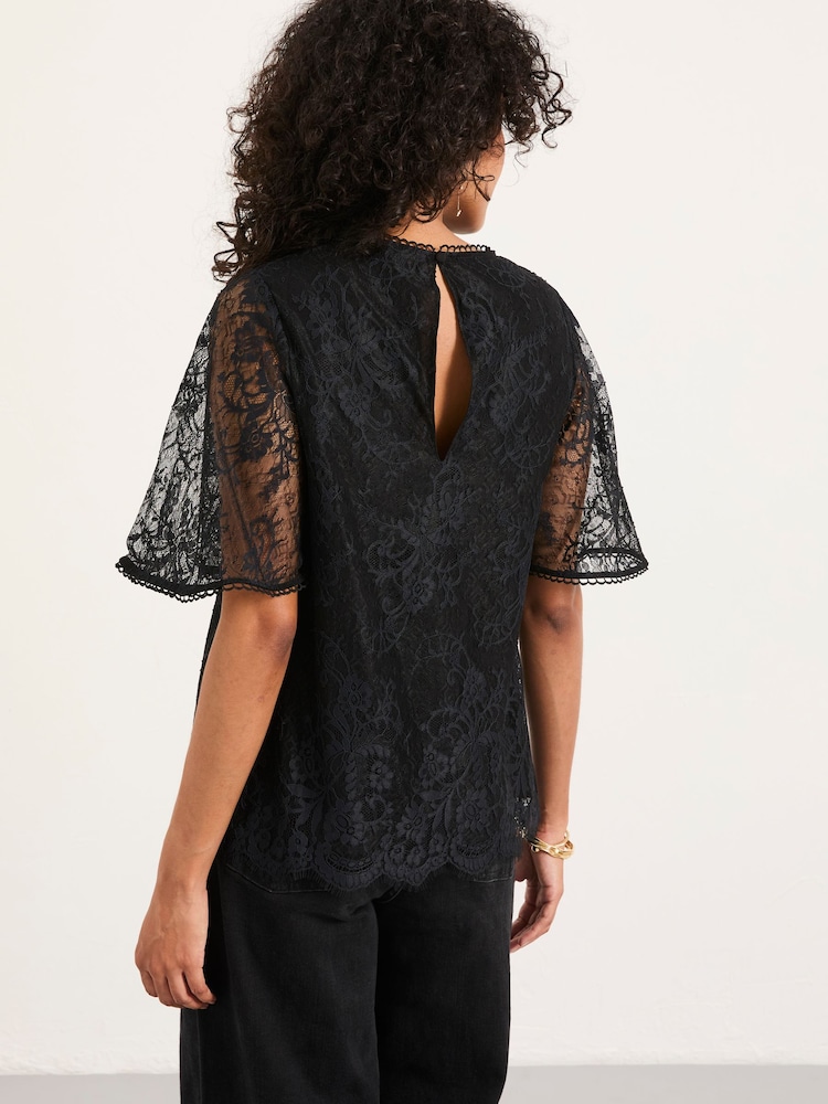 FatFace Claudi Black Lace Blouse - Image 2 of 7