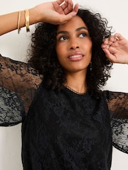 FatFace Claudi Black Lace Blouse - Image 6 of 7