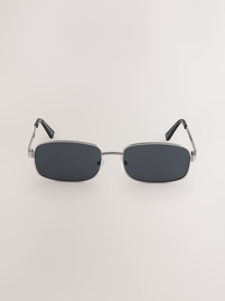 Silver Metal Rectangular Sunglasses - Image 2 of 3
