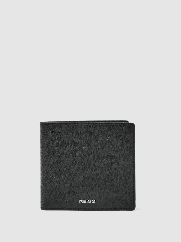 Reiss Black Henry Micro-Grain Leather Wallet - Image 1 of 4