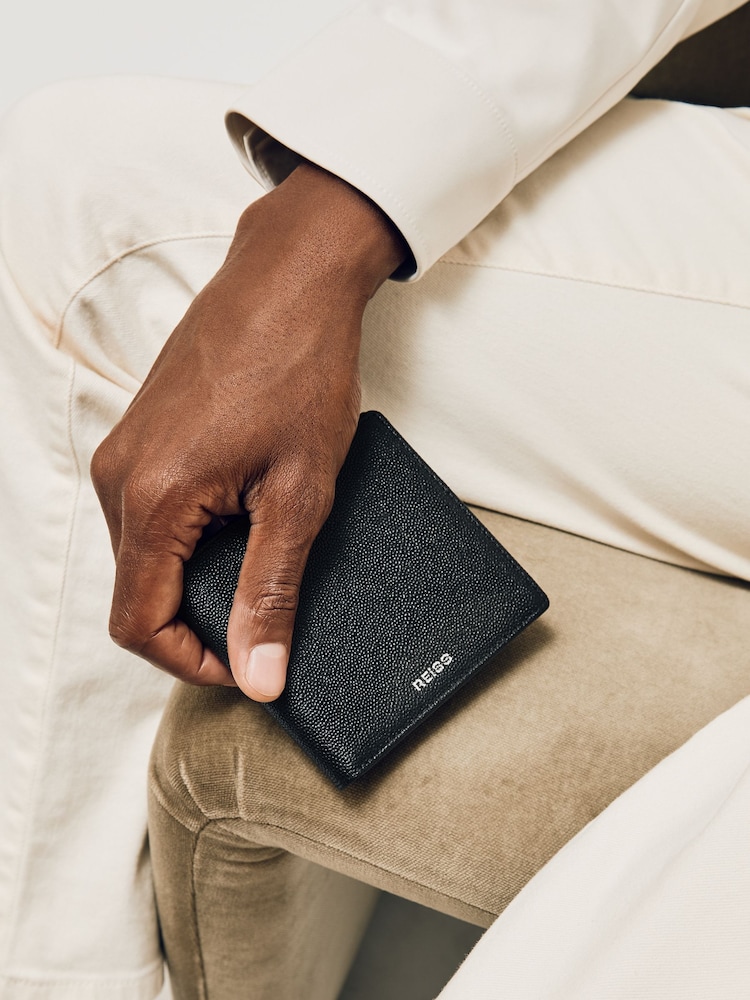 Reiss Black Henry Micro-Grain Leather Wallet - Image 2 of 4