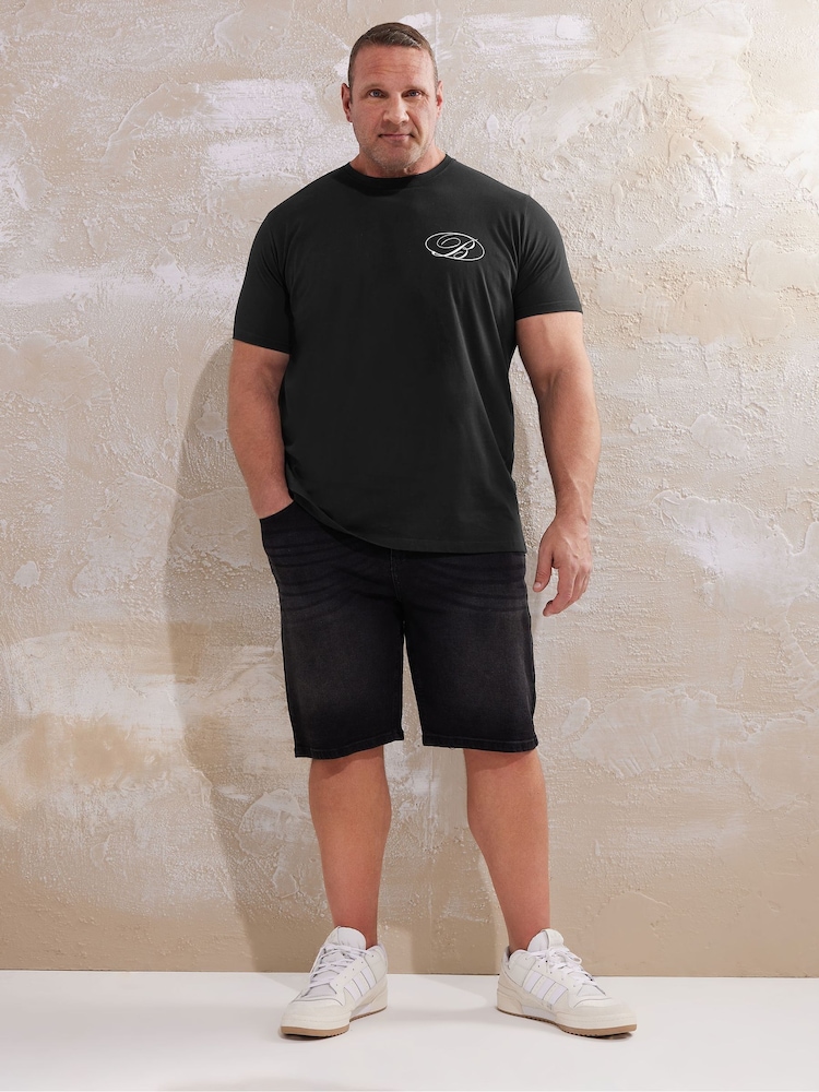 BadRhino Big & Tall Black Script Print 100% Cotton T-Shirt - Image 2 of 6