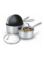 Prestige 3 Piece Silver Scratch Guard Saucepans Set - Image 7 of 8