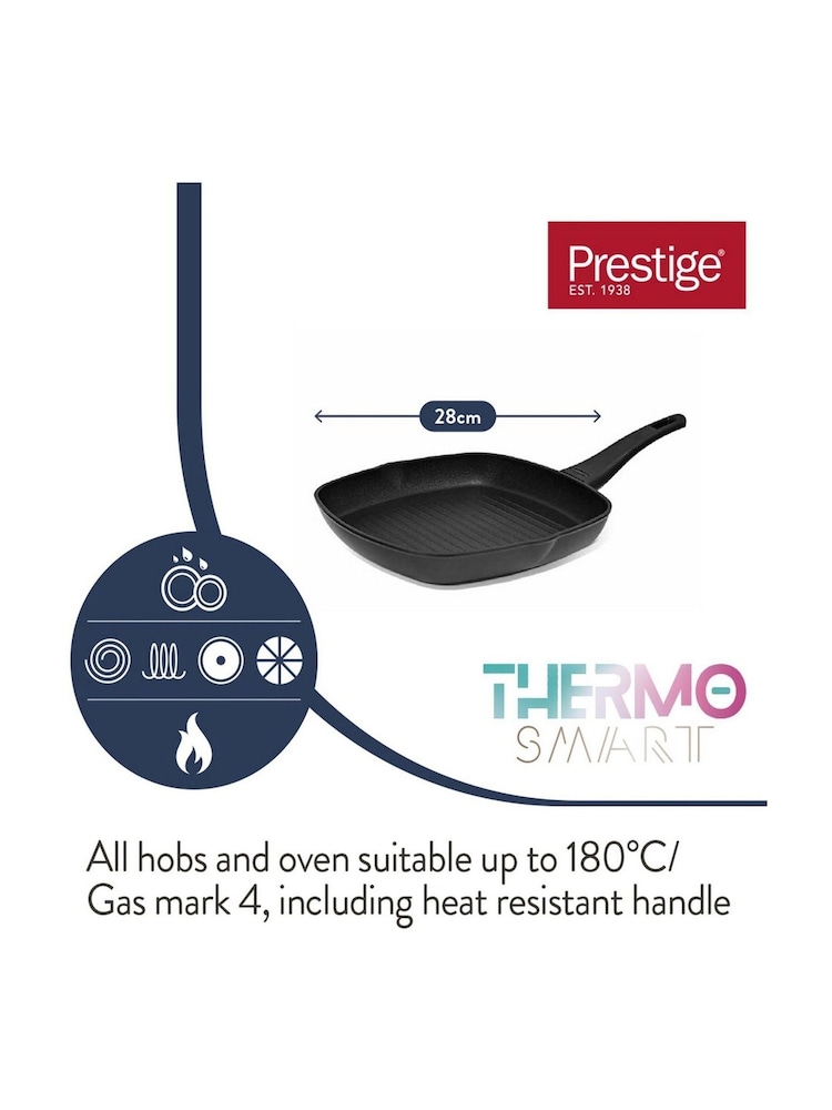 Prestige Black Thermosmart 28cm Induction Square Grillpan - Image 2 of 7