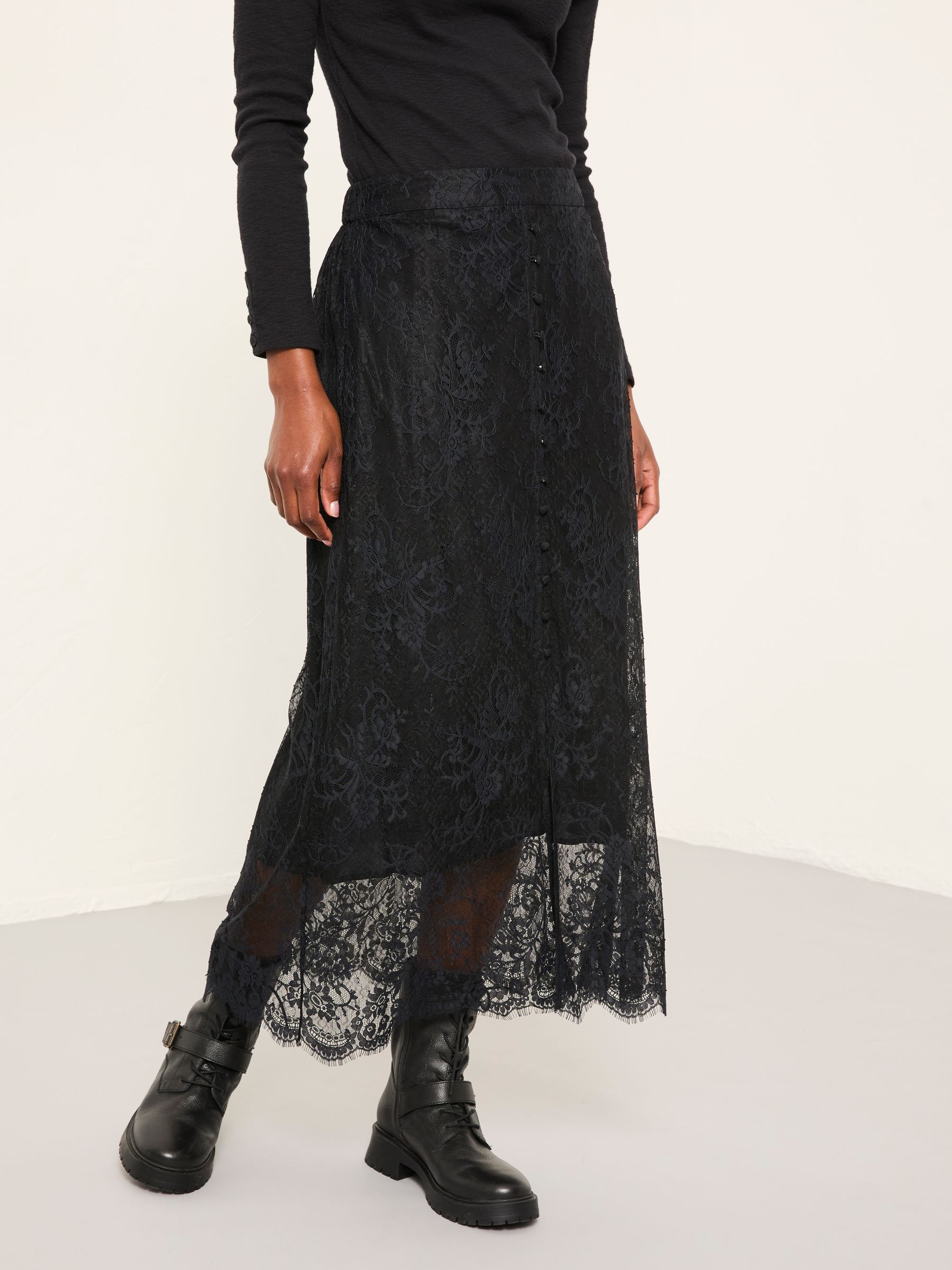 Buy FatFace Nancy Black Lace Midi Skirt from the Next UK online shop