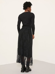 FatFace Nancy Black Lace Midi Skirt - Image 2 of 6