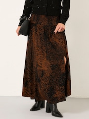 FatFace Harper Black Layered Animal Midi Skirt - Image 1 of 6