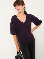 FatFace Vienna Dark Purple Knitted Top - Image 1 of 5