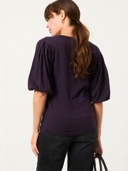 FatFace Vienna Dark Purple Knitted Top - Image 2 of 5