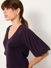 FatFace Vienna Dark Purple Knitted Top - Image 4 of 5