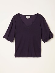 FatFace Vienna Dark Purple Knitted Top - Image 5 of 5