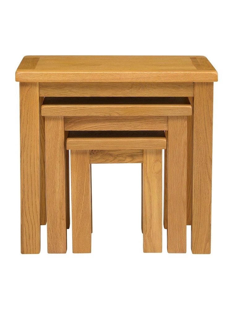 Cotswold Company Rustic Oak Oakland Nest of Table - Image 2 of 5