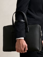 Reiss Black Carlos Micro-Grain Leather Briefcase - Image 4 of 6