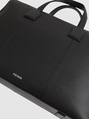 Reiss Black Carlos Micro-Grain Leather Briefcase - Image 6 of 6