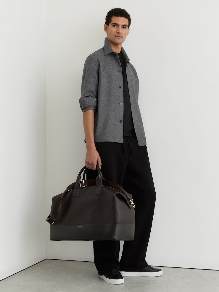 Reiss Dark Brown Colton Micro-Grain Leather Holdall - Image 2 of 5 Reiss Dark Brown Colton Micro-Grain Leather Holdall - Image 2 of 5