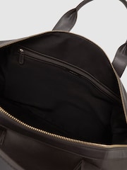 Reiss Dark Brown Colton Micro-Grain Leather Weekend Bag - Image 4 of 5