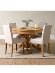 Cotswold Company Rustic Oak Oakland Round Extending Dining Table - Image 3 of 6