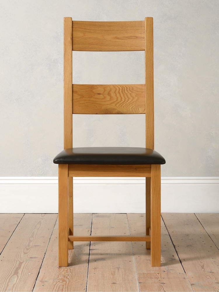 Cotswold Company Rustic Oak Oakland Ladderback Dining Chair Set of 2 - Image 2 of 5