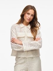 VILA Cream Crochet Patterned Jacket - Image 1 of 4