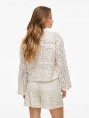 VILA Cream Crochet Patterned Jacket - Image 2 of 4