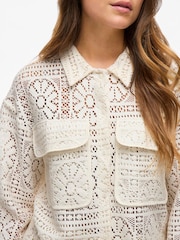 VILA Cream Crochet Patterned Jacket - Image 4 of 4