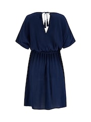 Pour Moi Blue Embroidered Crinkle Woven Beach Kaftan - Image 4 of 4