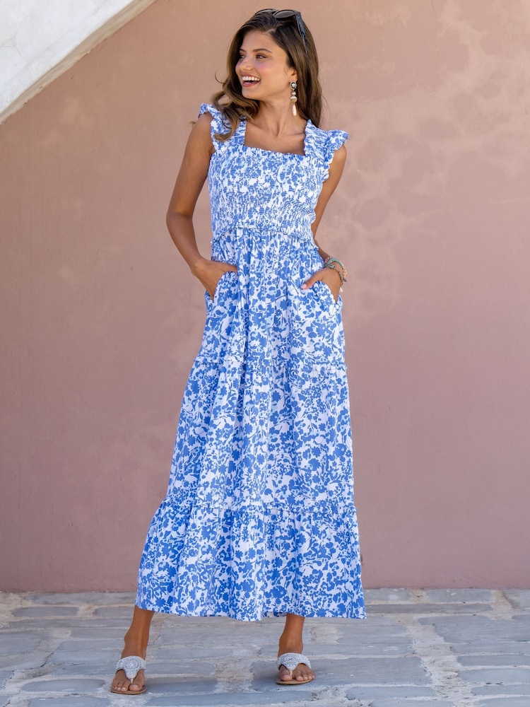 Blau - Pour Moi Lucy Popeline-Stufen-Maxikleid aus 100 % Baumwolle - Bild 1 von 4 Blau - Pour Moi Lucy Popeline-Stufen-Maxikleid aus 100 % Baumwolle - Bild 1 von 4