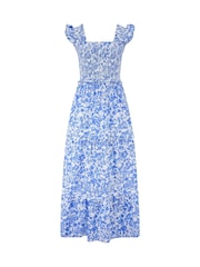 Pour Moi Blue Lucy 100% Cotton Poplin Tiered Maxi Dress - Image 3 of 4