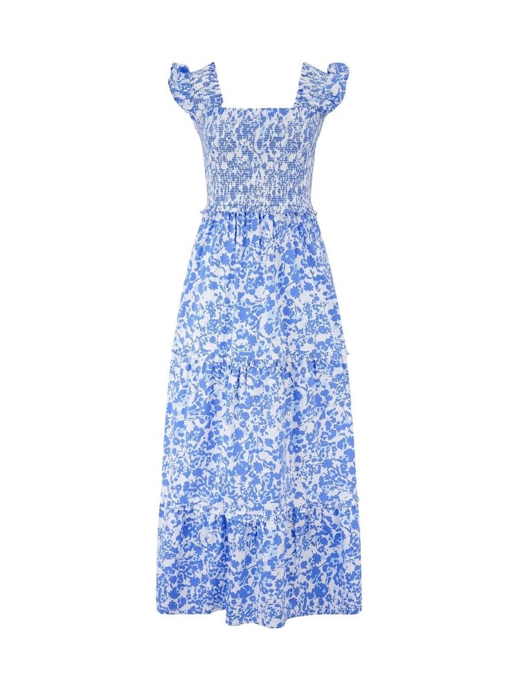 Pour Moi Blue Lucy 100% Cotton Poplin Tiered Maxi Dress - Image 3 of 4