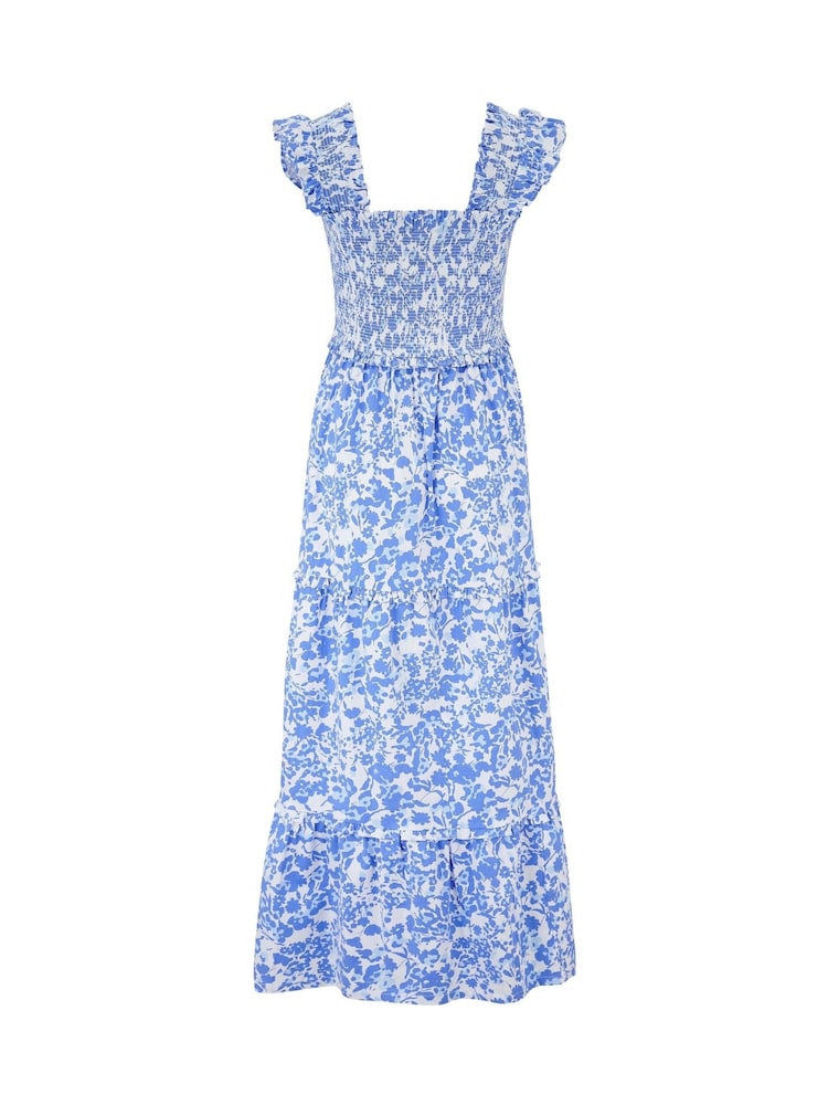 Pour Moi Blue Lucy 100% Cotton Poplin Tiered Maxi Dress - Image 4 of 4