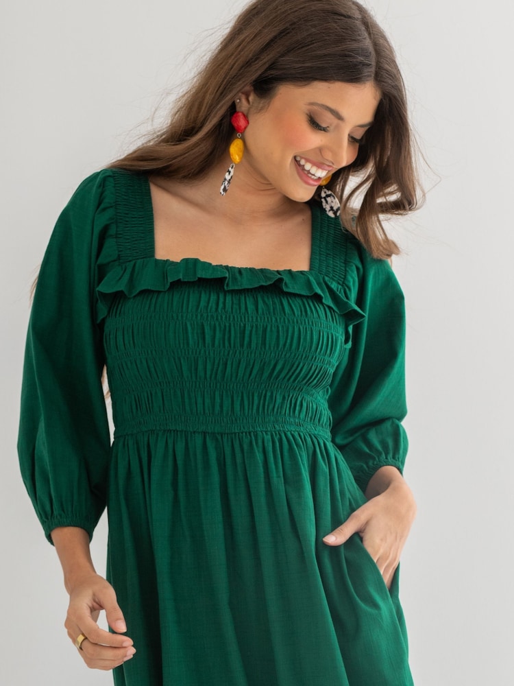 Pour Moi Textured Woven Frill Detail Midi Dress - Imagen 2 de 4