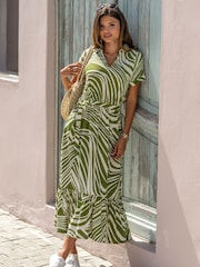 Verde - Pour Moi Slub Midi Shirt Dress - Imagen 1 de 4