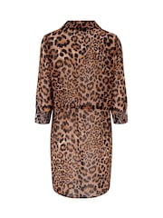 Pour Moi Brown Chiffon Button Through Beach Shirt - Image 4 of 4