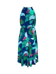 Pour Moi Blue Gold Chain High Neck Woven Beach Dress - Image 4 of 4